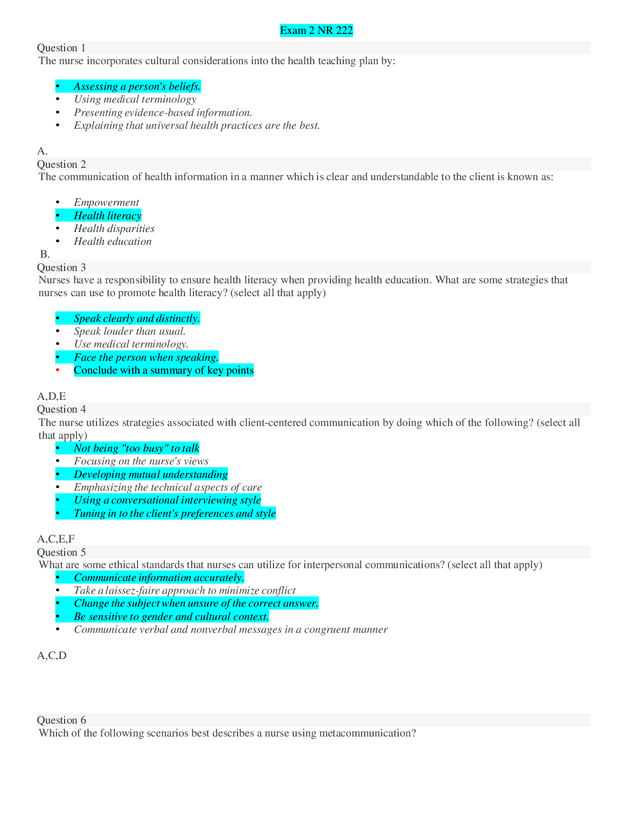 Preview image of NR 222 Unit 6 Exam 2| Comprehensive Q & A document